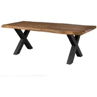 MASSIVMOEBEL24.DE MASSIVMOEBEL24 | Table à manger 220x100 en bois de Sheesham bois nature pieds en X anthracite mat FREEFORM 5