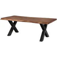 MASSIVMOEBEL24.DE MASSIVMOEBEL24 | Table à manger 200x100 en bois de Sheesham teinté brun mat pieds en X anthracite brillant FREEFORM 5