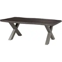 MASSIVMOEBEL24.DE MASSIVMOEBEL24 | Table à manger 220x100 en bois de manguier laqué gris taupe pieds en X gris FREEFORM 5