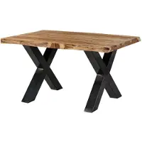 MASSIVMOEBEL24.DE MASSIVMOEBEL24 | Table à manger 160x90 en bois de Sheesham sablé bois naturel pieds en X anthracite brillant FREEFORM 5