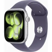 Apple Watch Series 11 GPS + Cellular, 46mm, Boîtier Aluminium Silver, Bracelet Sport Purple Fog M/L