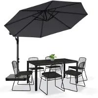 Sonstiges Parasol de jardin, couleur anthracite, diamètre 300 cm, inclinable en continu, avec manivelle, équipé d'une valve de ventilation, résistant aux UV, imperméable