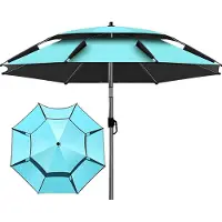 Sonstiges Parasol de plage rotatif à 360°, inclinable, protection UV, couleur bleue, 200 cm
