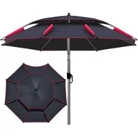 Generisch Parasol de plage, 260 cm, noir, inclinaison à 360°, protection UV 50+, ancre pour sable, sac de transport
