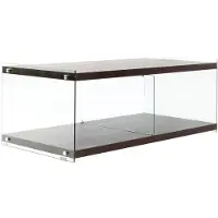Padiro Meuble TV , 120 x 60 x 45 cm, marron foncé, en MDF et verre trempé, avec espace de rangement