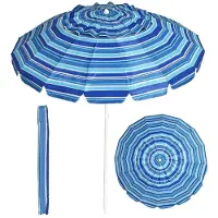 Goplus Parasol pliable, protection UV 50+, bleu, 220 cm, avec socle et housse de protection