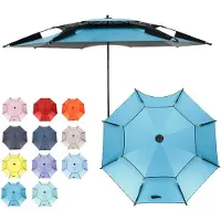 Sonstiges Parasol de plage, 220 cm, bleu, résistant au vent, protection UV 50+