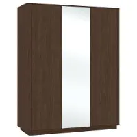 3Xeliving Armoire à 3 portes avec miroir et 2 tiroirs, en chêne noyer, dimensions : 165,8 x 56,5 x 205,5 cm
