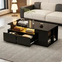 StarTech.com Table basse - Table de salon - 2 tiroirs - Grande capacité de rangement - Charge maximale : 60 kg - Noir - Panneau de particules