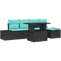 vidaXL Ensemble de canapés de jardin , 6 pièces, noir, en résine tressée