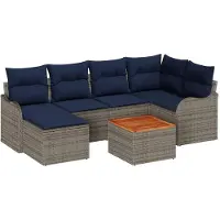 vidaXL Ensemble de canapé de jardin , 7 pièces, gris, en résine tressée
