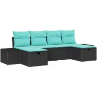 vidaXL Ensemble de canapés de jardin , 6 pièces, noir, en résine tressée