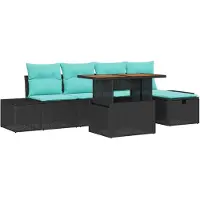 vidaXL Ensemble de salon de jardin , 6 pièces, noir, en résine tressée