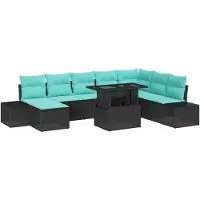 vidaXL Ensemble de canapés de jardin , 9 pièces, noir, en résine tressée