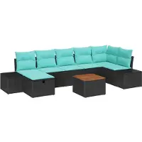 vidaXL Ensemble de canapés de jardin , 8 pièces, noir, en résine tressée