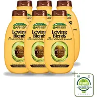 Garnier 6 bouteilles de shampooing Loving Blends, à l'huile d'avocat et au beurre de karité, pour cheveux secs et crépus - 300 ml - Lot de 6