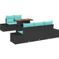 vidaXL Ensemble de salon de jardin , 6 pièces, noir, en résine tressée