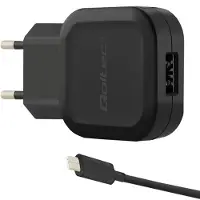 Qoltec Chargeur secteur 12W 5V 2.4A Câble USB+USB typeC