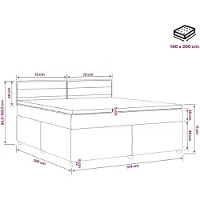 vidaXL Lit boxspring avec matelas Marron foncé 140 x 200 cm Tissu