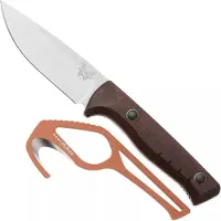 Benchmade SlipRidge Fixed 15650-KIT, Stonewashed CPM MagnaCut, Stabilized Wood, couteau de chasse avec crochet de dépeçage