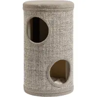 Fudajo Panier pour chat , modèle "Forest", coloris beige, hauteur 61 cm, diamètre 35 cm, comprenant un coussin. Panier pour chat avec 2 entrées