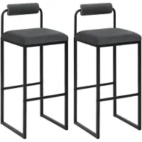StarTech.com Tabouret de bar - Tabourets de cuisine hauts - Avec dossier - Repose-pieds - Rembourré - Revêtement en velours - Structure en métal - Gris foncé