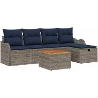 vidaXL Ensemble de canapés de jardin , 6 pièces, gris, en résine tressée