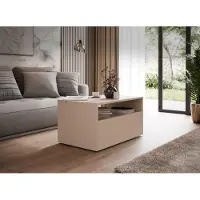 KOBI Table basse LINO Kashmir sur roulettes avec tiroir – une table basse moderne pour le salon