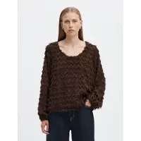 Selected Franges En Zigzag Top À Manches Ballon Femme Marron 38
