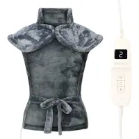 Auronic Gilet chauffant électrique - Modèle lesté - 9 niveaux de chaleur - Gilet mains libres - 60 x 85 cm - Gris