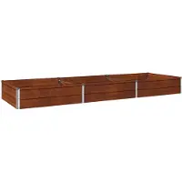Syfax Bordure de jardin surélevée, couleur rouille, dimensions 240 x 80 x 24 cm, en carton