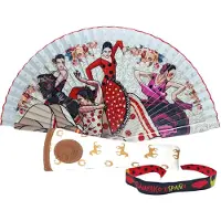 Merkloos Ensemble de éventails de flamenco comprenant un étui fait à la main et un bracelet