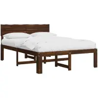 Syfax Structure de lit double avec tête de lit, modèle ROSTOCK, couleur marron foncé, dimensions 135 x 190 cm