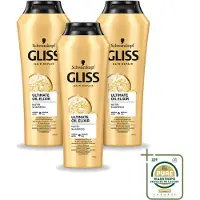 GLISS 3 flacons de shampooing Kur Ultimate Oil Elixir, 250 ml chacun, lot de 3