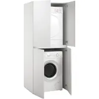 Dmora Flagler - Grand Armoire Polyvalente, 70x195h cm Blanc, une Étagère Italy