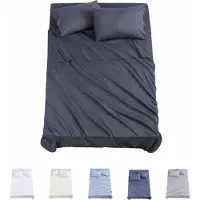 Merkloos Ensemble de literie Solidchoice, comprenant une housse de matelas ajustée et deux taies d'oreiller, en gris foncé