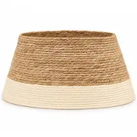 Spies Online Panier pour sapin de Noël, diamètre 55 x 23 cm – Housse tressée pour support de sapin de Noël – Beige naturel – Décoration de Noël