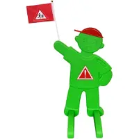 Relaxdays Panneau de signalisation pour enfants, avec drapeau, support de sécurité, pour la route, dimensions : 84 x 52 x 46 cm, panneau réfléchissant, vert