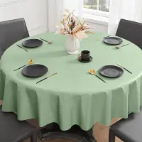 Merkloos Nappe ronde en PVC, lavable, diamètre 140 cm, couleur vert sauge, idéale pour le jardin et les pique-niques
