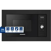 Heinner HMW-MDBI28GDBK Micro-ondes encastrable 28 L, 900 W, grill 1000 W, 21 programmes, noir