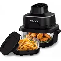 OEM Friteuse à air avec double compartiment, en verre, noire, capacité de 4 L + 1,5 L