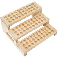 Merkloos Solidchoice - Organisateur de rangement en bois - Présentoir pour huiles essentielles - Beige - Récipient pour rouge à lèvres - Pour cosmétiques et bijoux - Léger et portable
