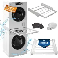 OEM Structure de support pour lave-linge et sèche-linge, de couleur blanche, avec porte-serviettes