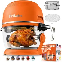 OEM Friteuse à air Orange, 4,8 litres, 1500 W, autonettoyante, avec fonction rôtissoire