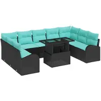 vidaXL Ensemble de canapés de jardin , 10 pièces, noir, en résine tressée