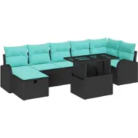 vidaXL Ensemble de canapés de jardin , 8 pièces, noir, en résine tressée