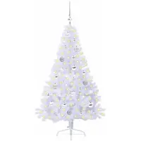 vidaXL Sapin de Noël artificiel avec 150 LED Blanc 150 cm PVC et Acier