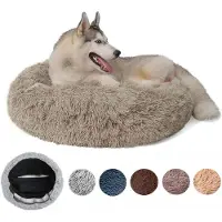 Sonstiges Lit orthopédique XXL pour chien, lavable, forme ronde, couleur marron clair, 60 cm de diamètre