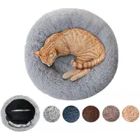 Sonstiges Lit orthopédique XXL pour chien, forme ronde, lavable, couleur gris clair
