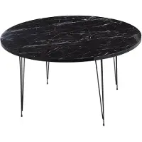 Merkloos Table basse ronde en bois et en métal, avec un effet marbré